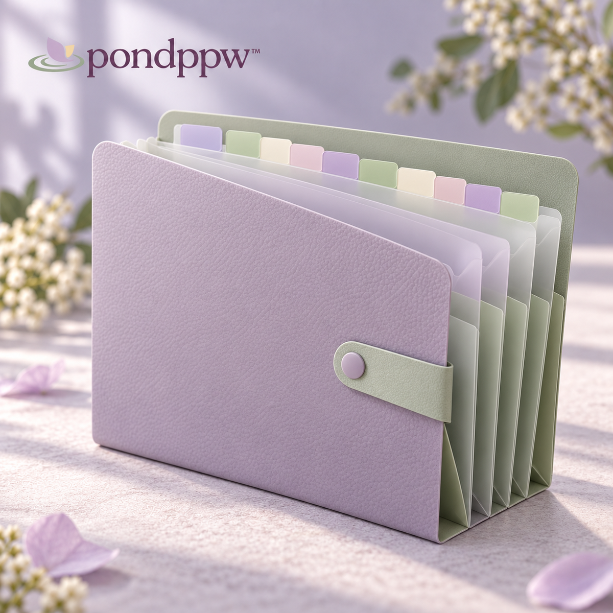 pondppw™ Pebble Expandable File Organizer, 5-Pocket Letter-Size Accordion Folder with Snap Closure for Bills, School & Work Papers