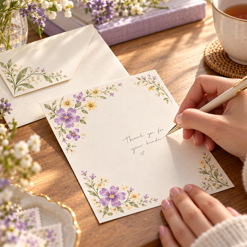 pondppw™ Sunday Letter Writing Set, 24 Floral Stationery Sheets with Matching Envelopes for Notes, Thank-You Cards & Pen Pals
