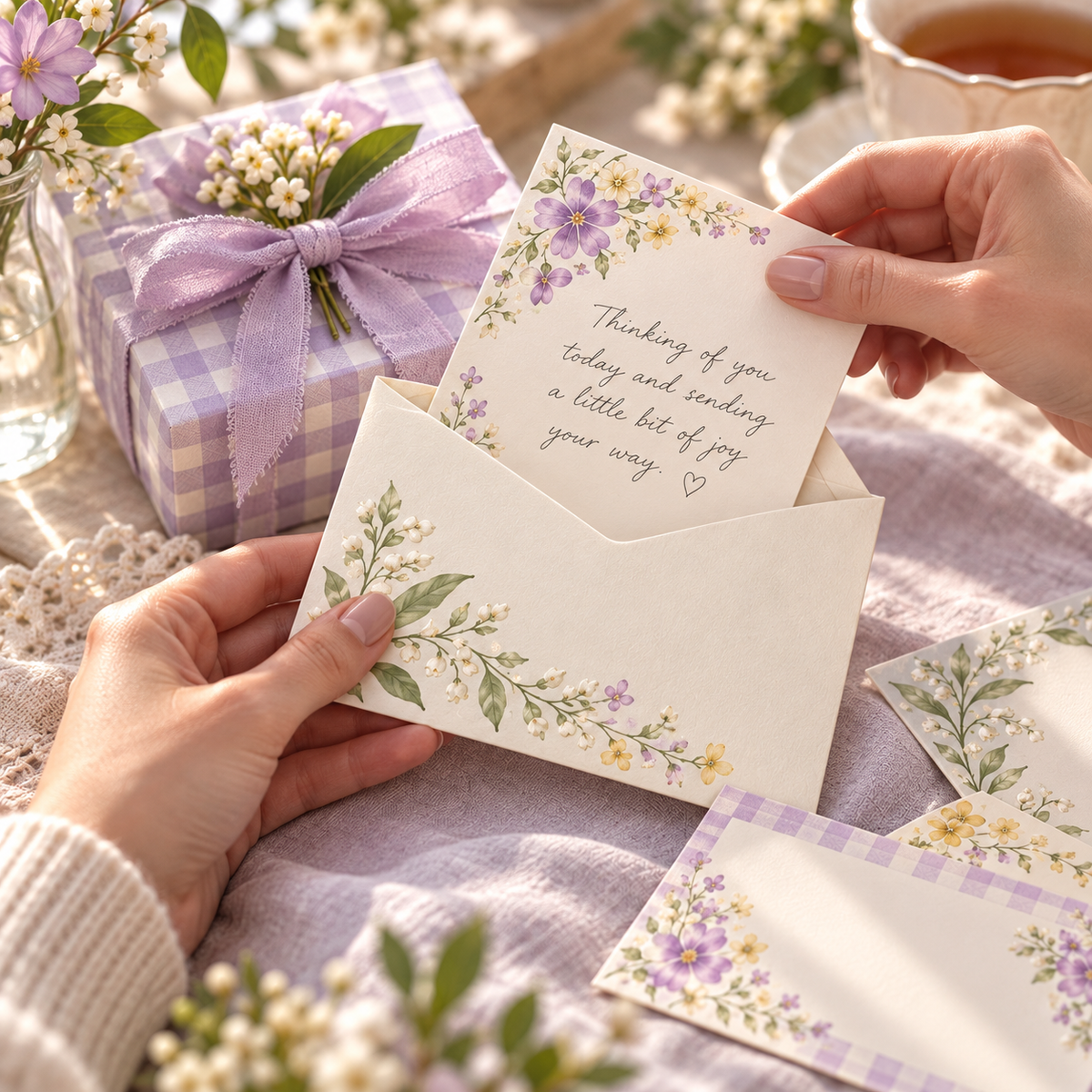 pondppw™ Sunday Letter Writing Set, 24 Floral Stationery Sheets with Matching Envelopes for Notes, Thank-You Cards & Pen Pals