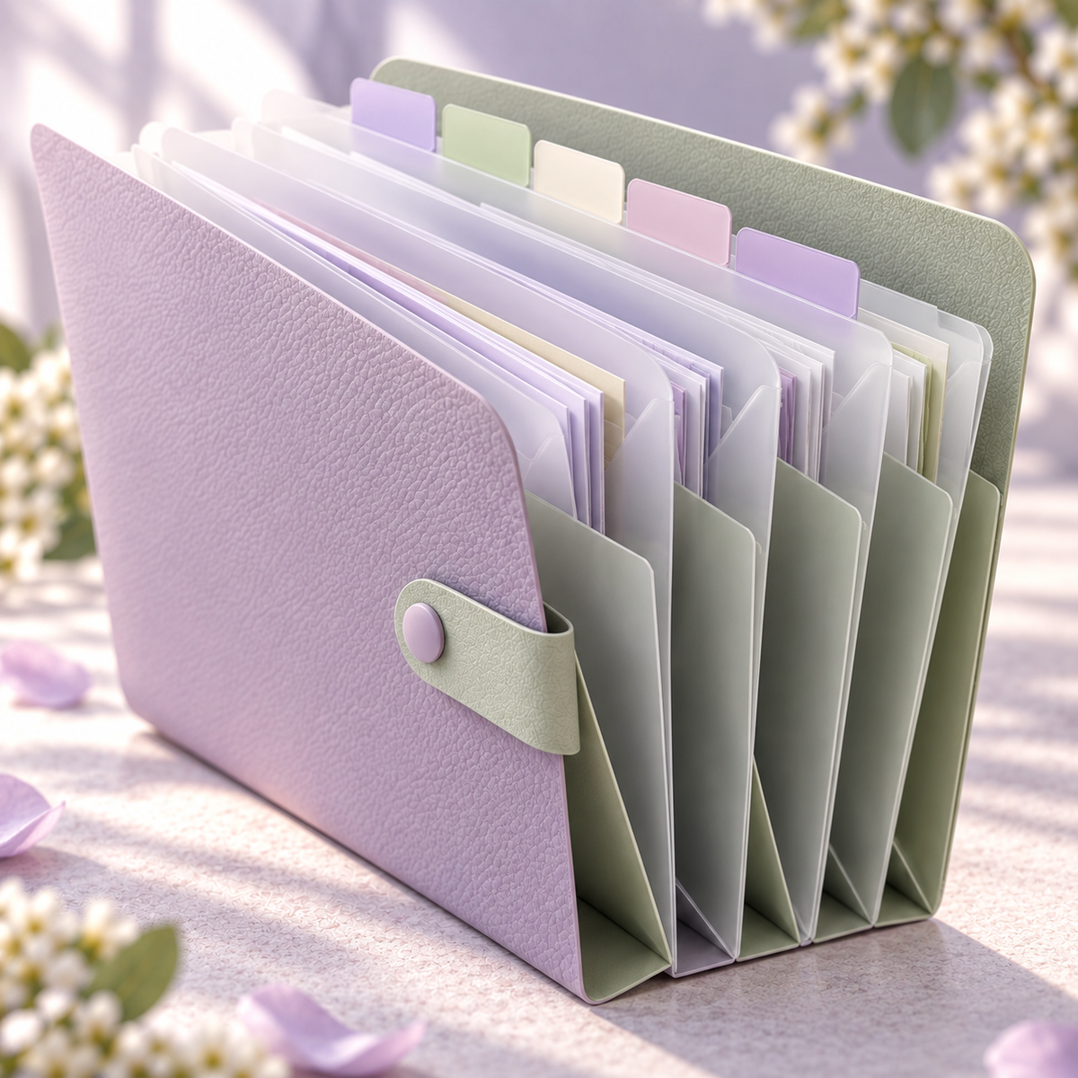pondppw™ Pebble Expandable File Organizer, 5-Pocket Letter-Size Accordion Folder with Snap Closure for Bills, School & Work Papers
