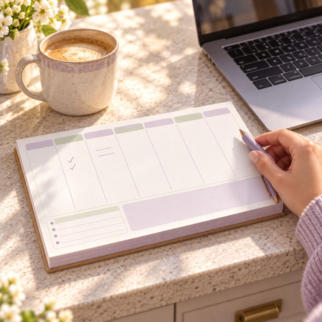 pondppw™ Soft Start Weekly Desk Pad, 52-Week Undated Tear-Off Planner with To-Do List, Notes Space & 6 × 9-Inch Pages